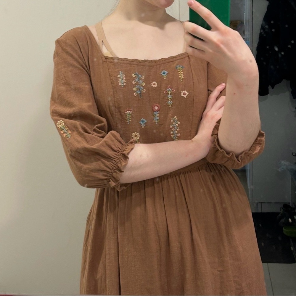 April Cornell Rustic Brown Long Sleeve Dress